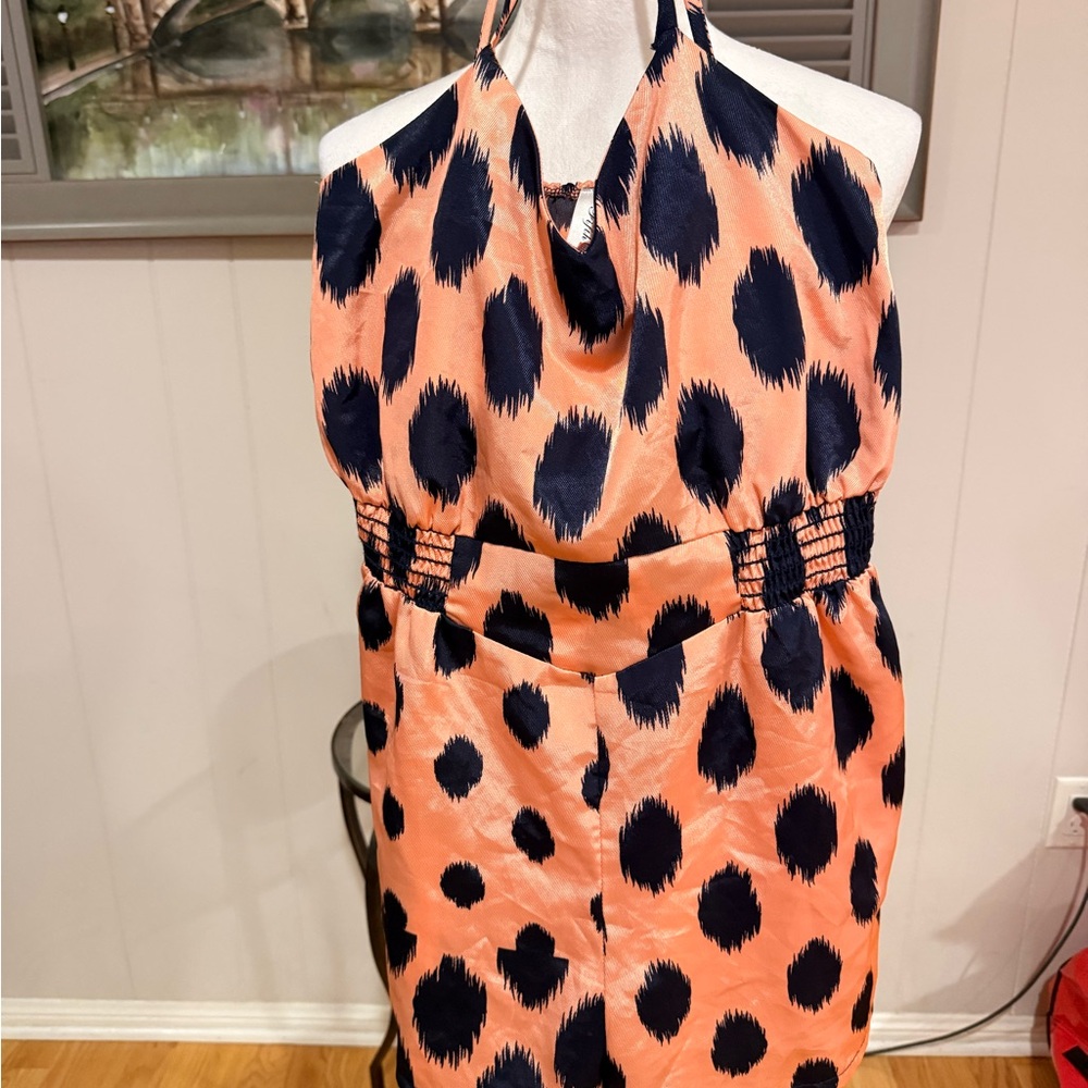 Orange and Black Halter Dress